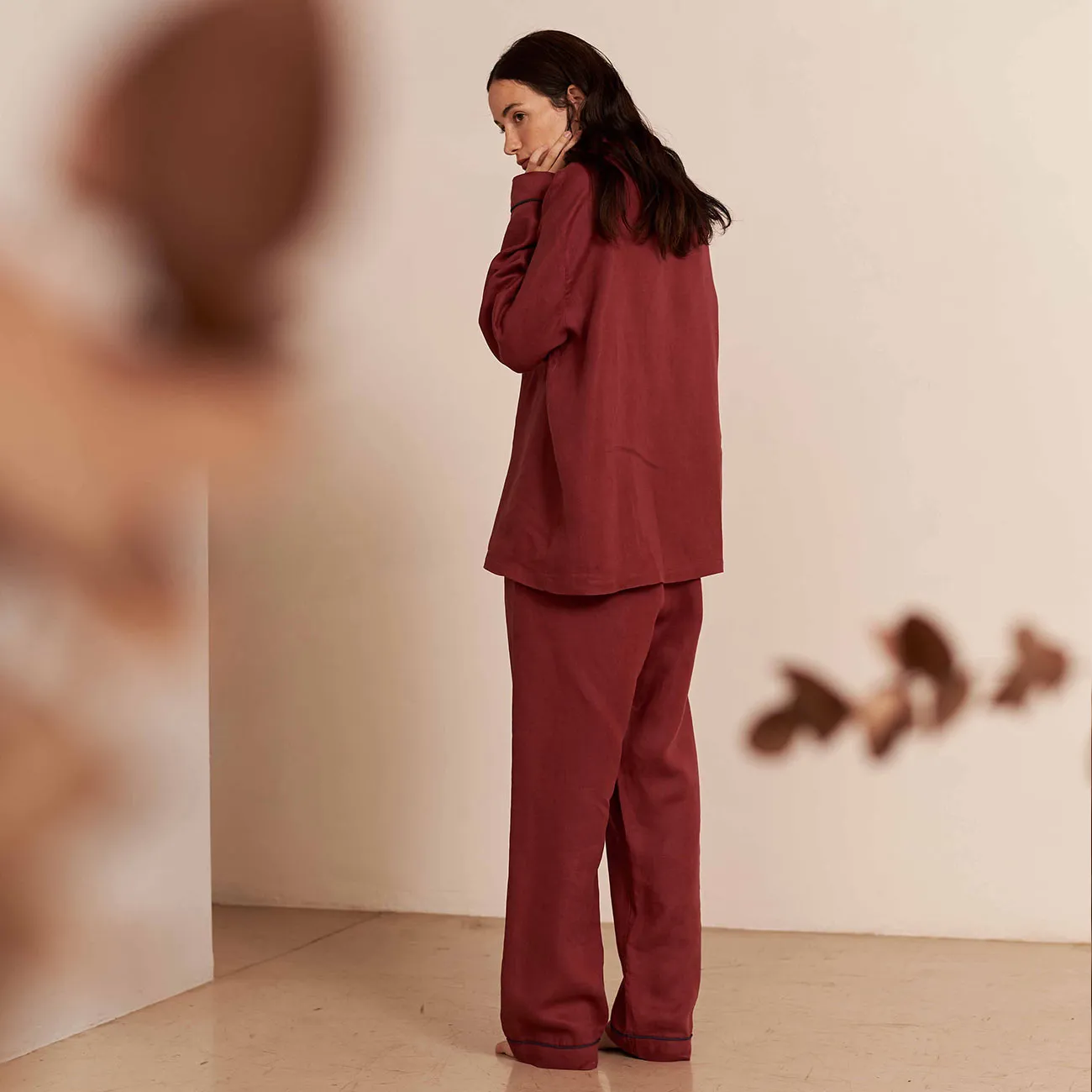 Cherry Linen Pyjama Trousers