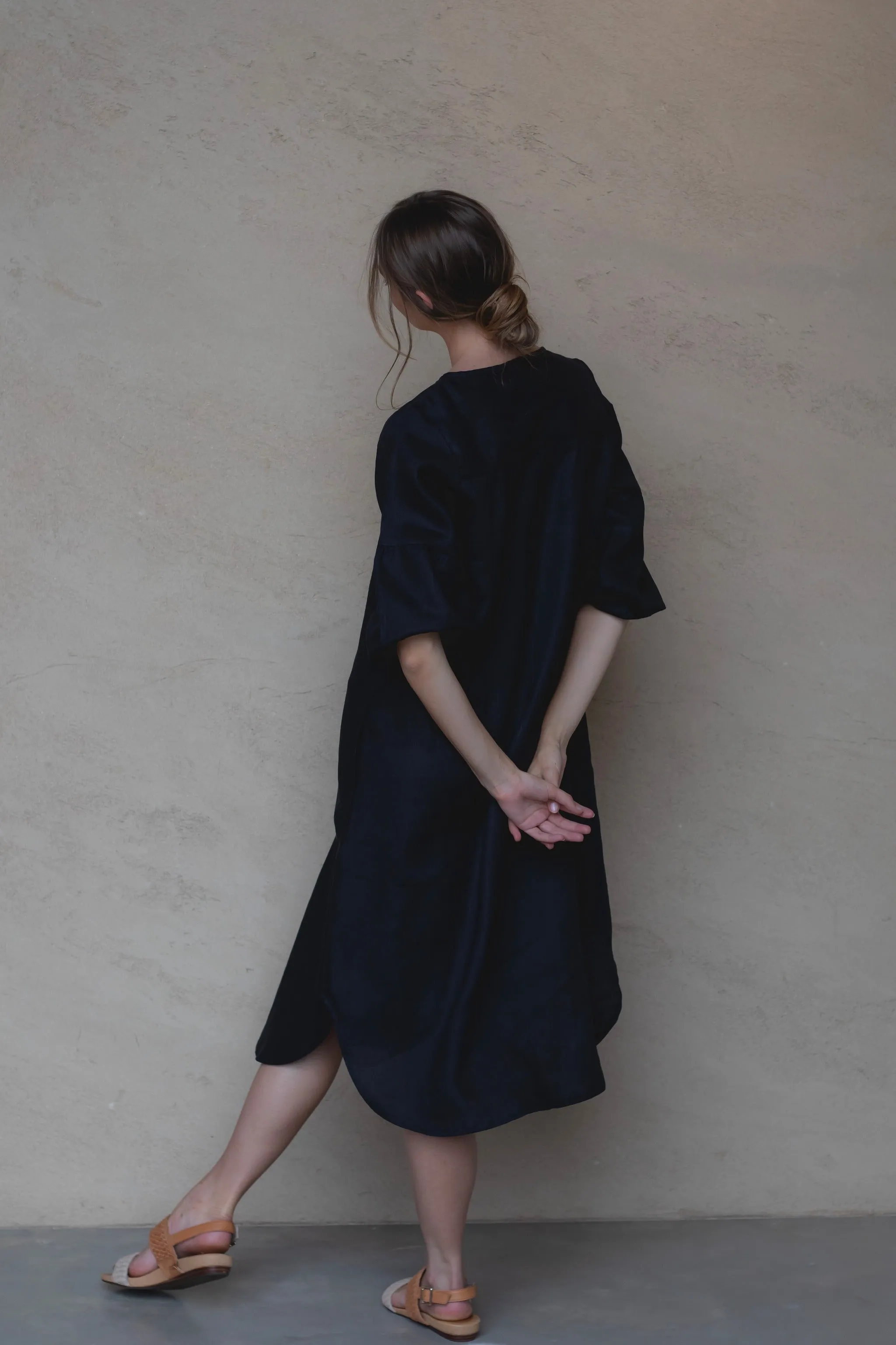 Claudette Linen Dress Black