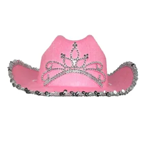 CTM® Girls' Felt Tiara Cowboy Western Hat with Bling