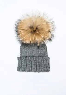 Dark Grey PomPom Hat