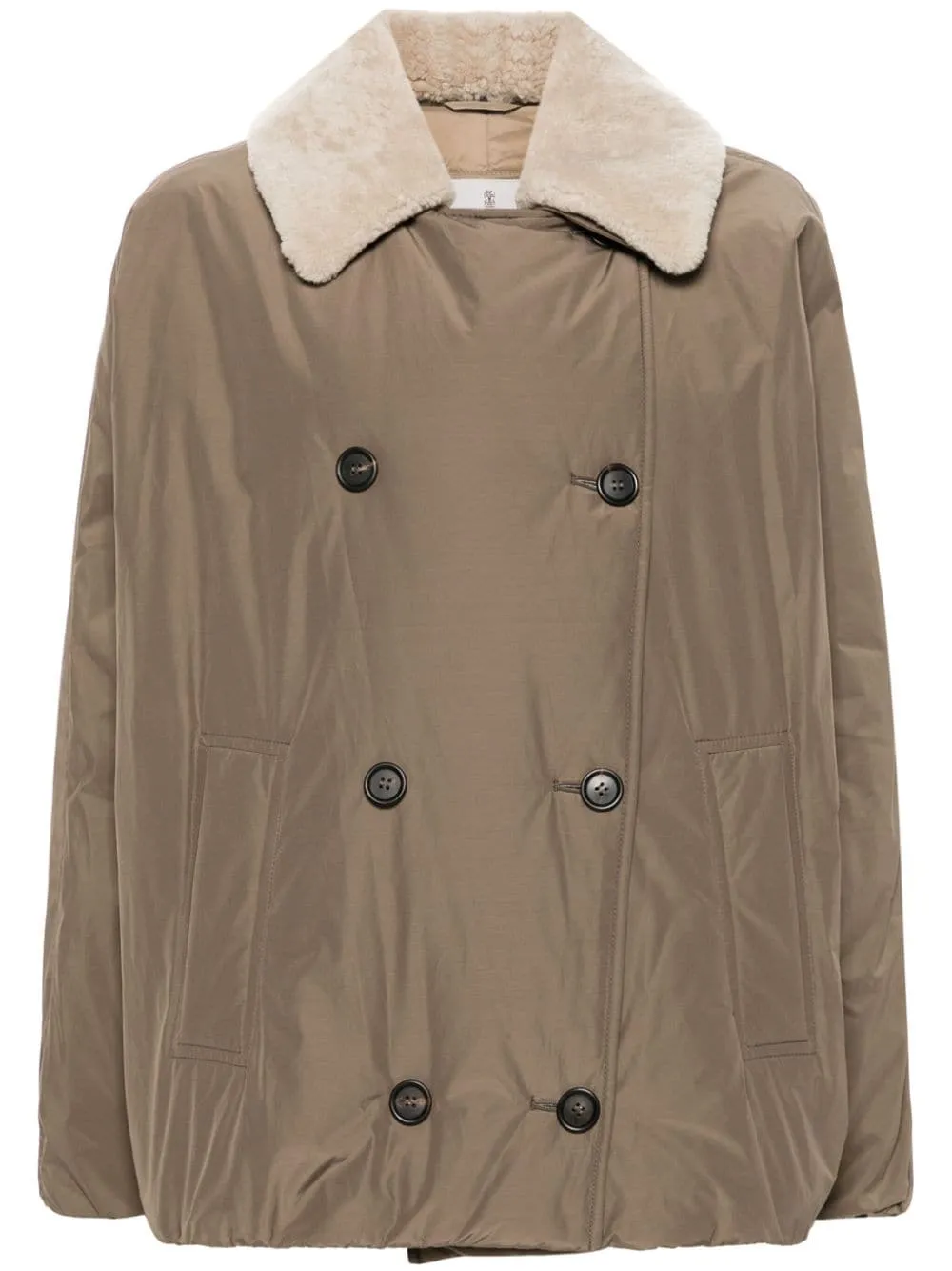 DOWN COAT WITH SHEARLING NECK