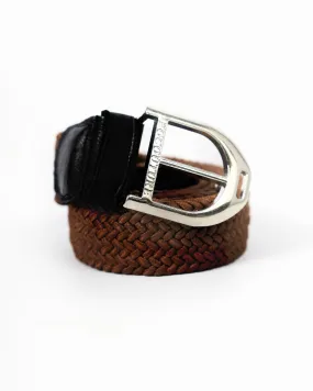 Elasticated Braided Stirrup Belt - BROWN