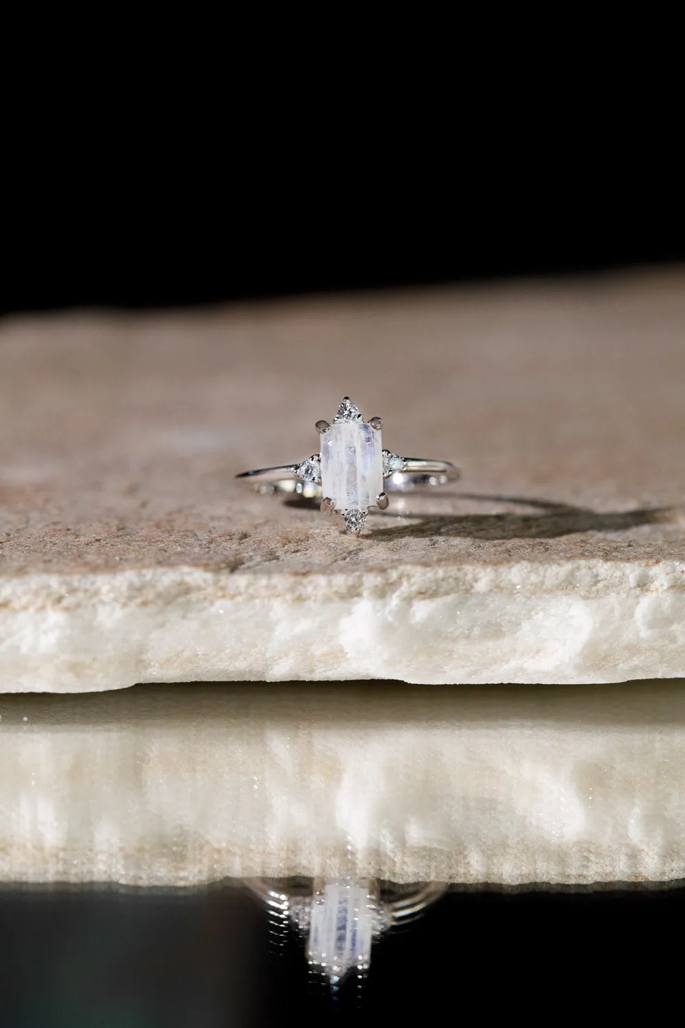 Emerald Moonstone Ring Silver