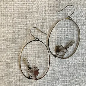 Fairy Wren statement earrings