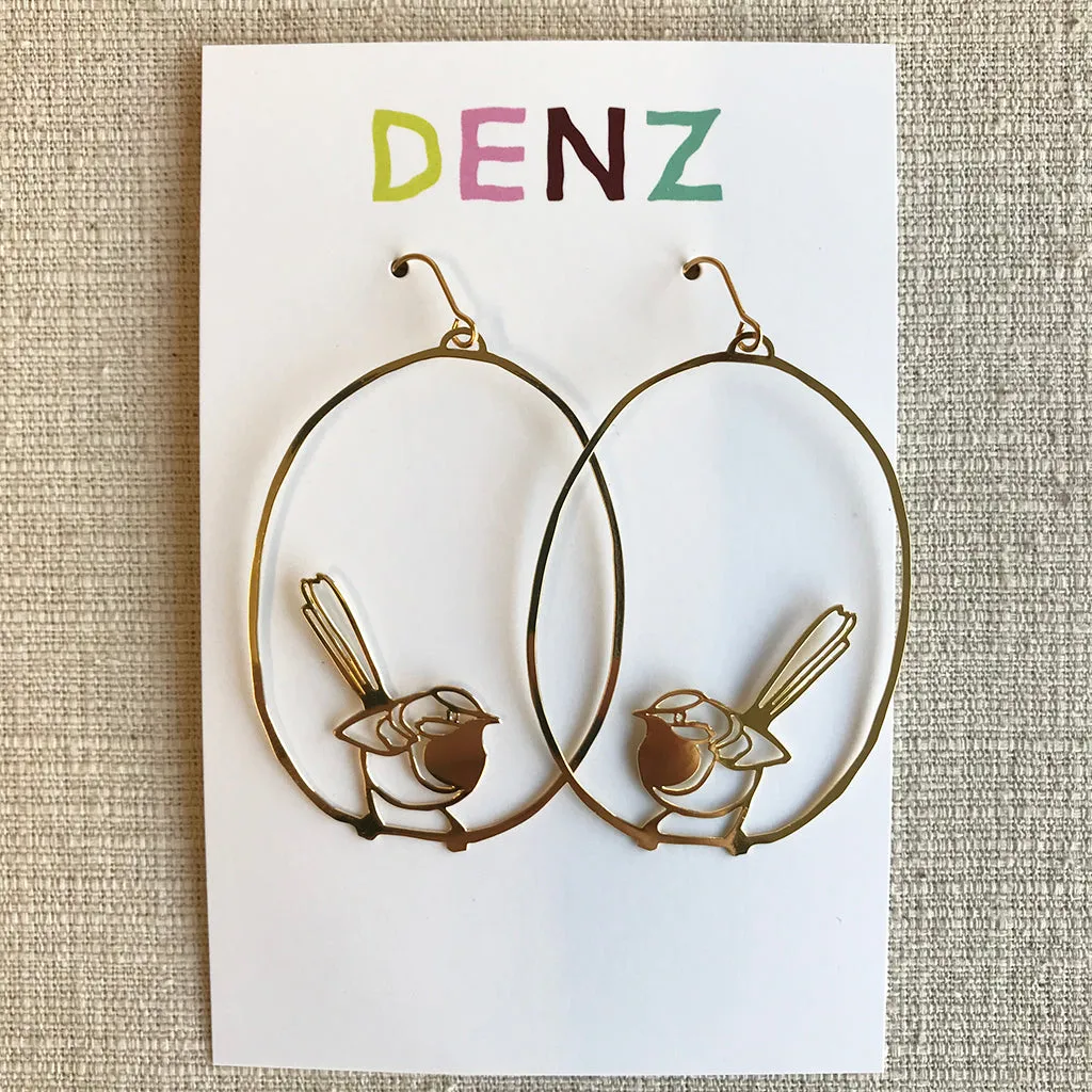 Fairy Wren statement earrings