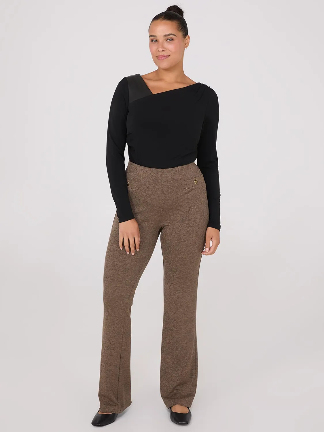 Flare Leg Melange Knit Pants