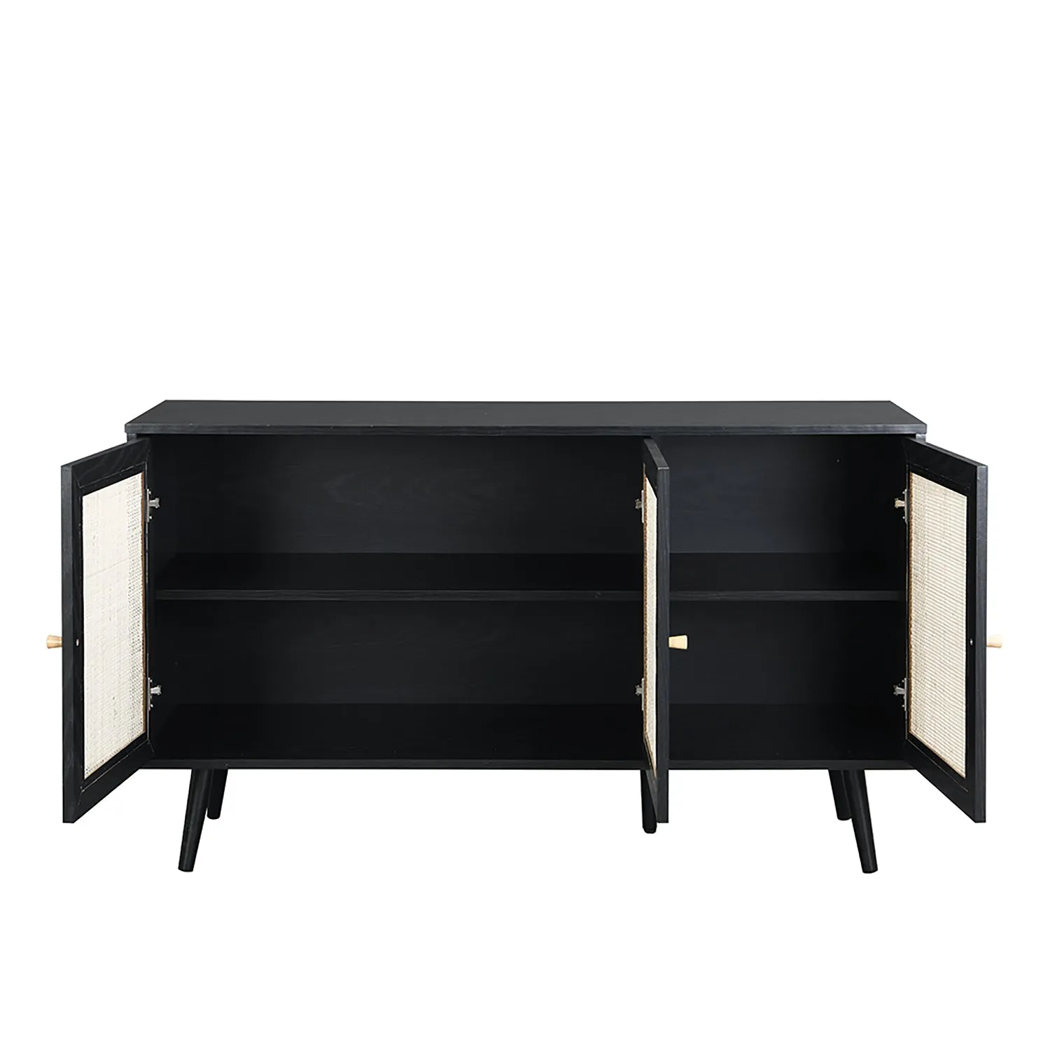 Frances Woven Rattan 3-Door Sideboard, Black