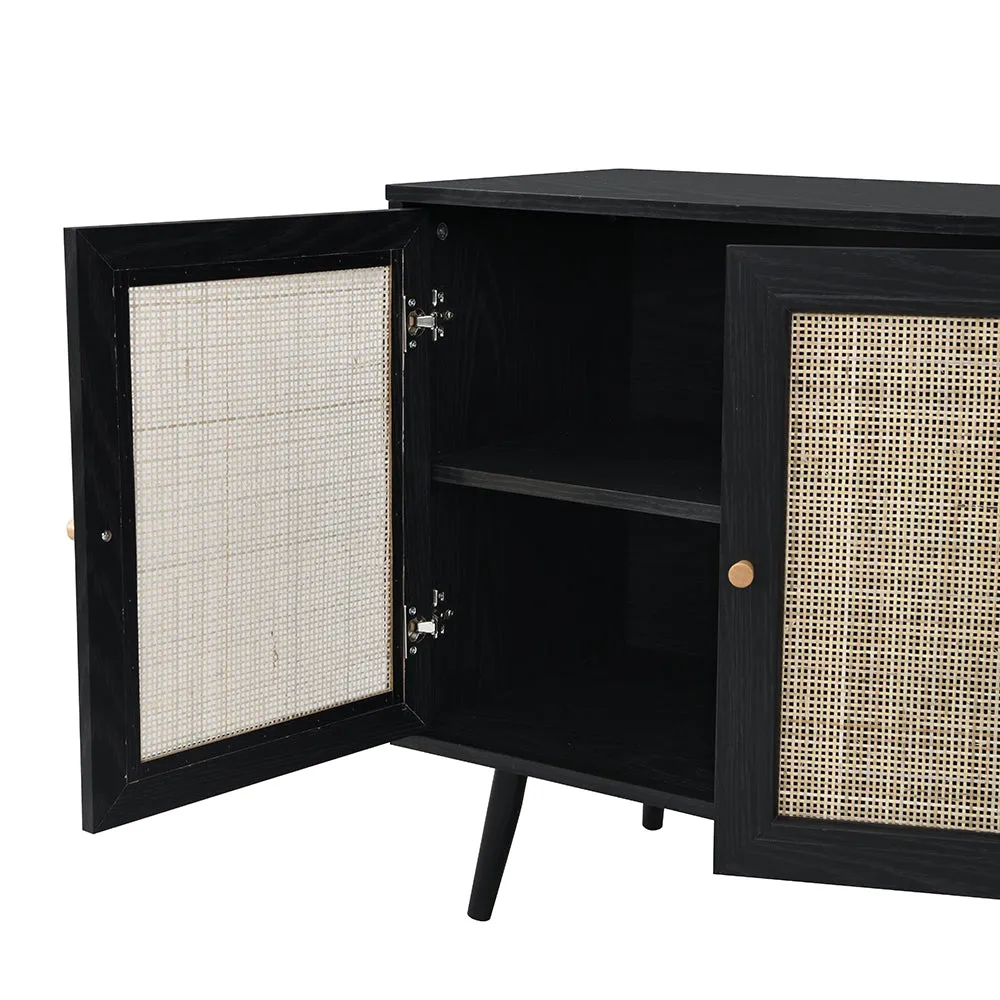 Frances Woven Rattan 3-Door Sideboard, Black