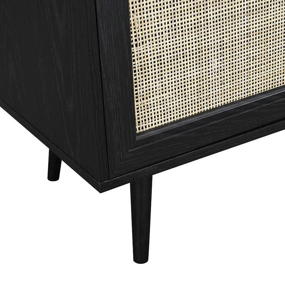 Frances Woven Rattan 3-Door Sideboard, Black