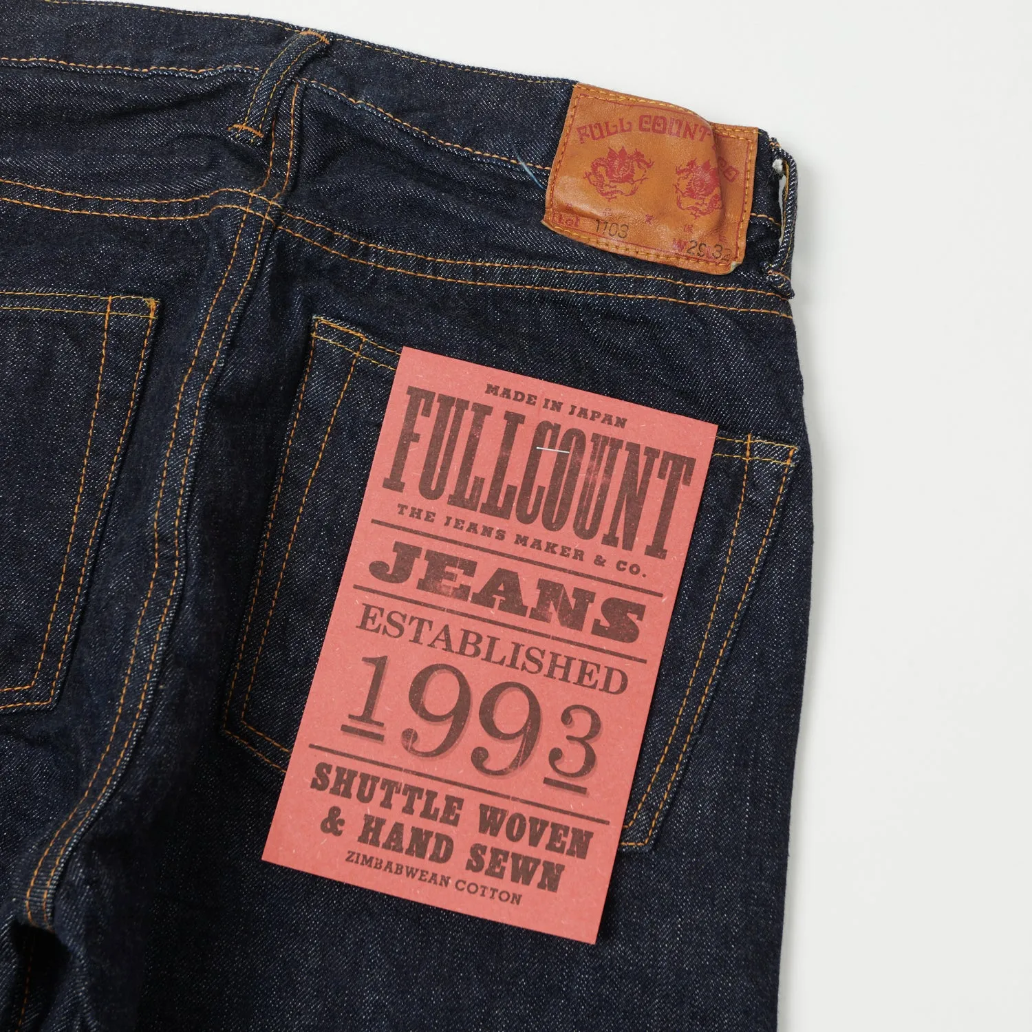 Full Count 1103W 13.7oz 'Clean Straight' Jean - One Wash