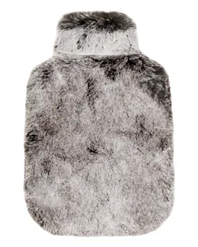 Fur Hot Water Bottle Cover Charcoal Grey Tipped Fur