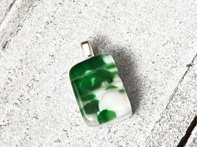 Fused Glass Mini Pendant ~ Kelly Green