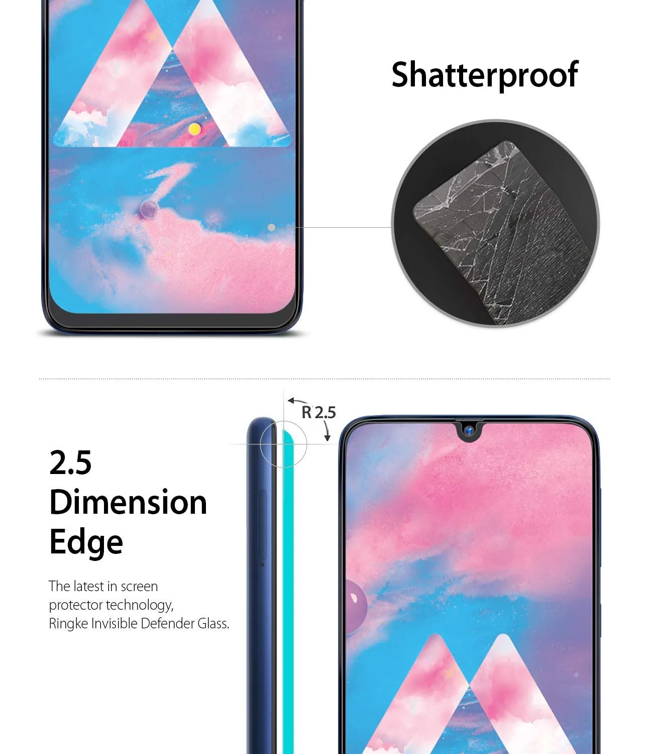 Galaxy M30 Tempered Glass Screen Protector Guard | Transparent -  3 Pack