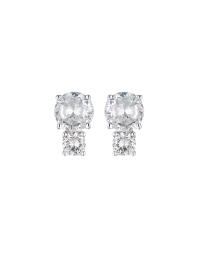 Georgini Duo Stud Earrings w/ CZ - Silver