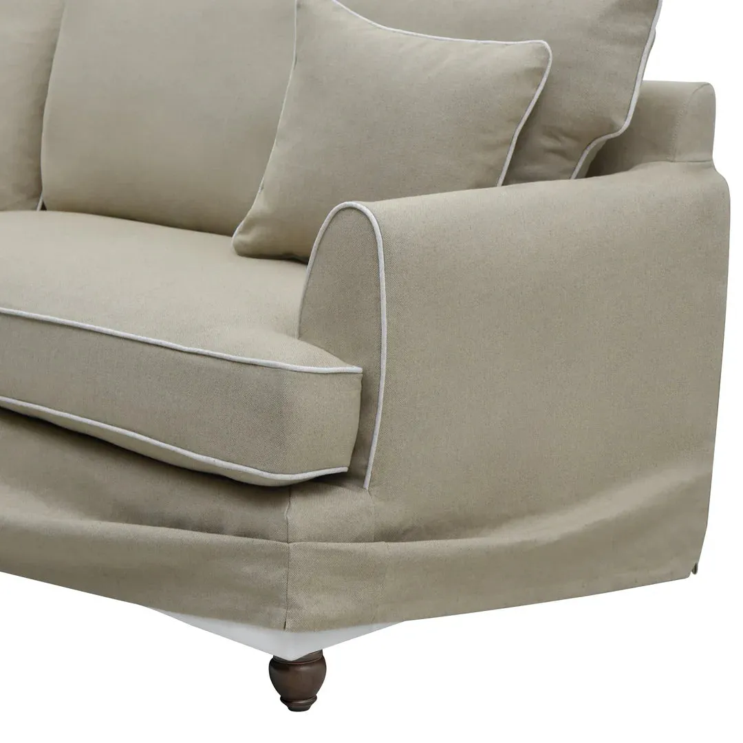 Hampton  2.5 Seater Sofa Natural with White Piping