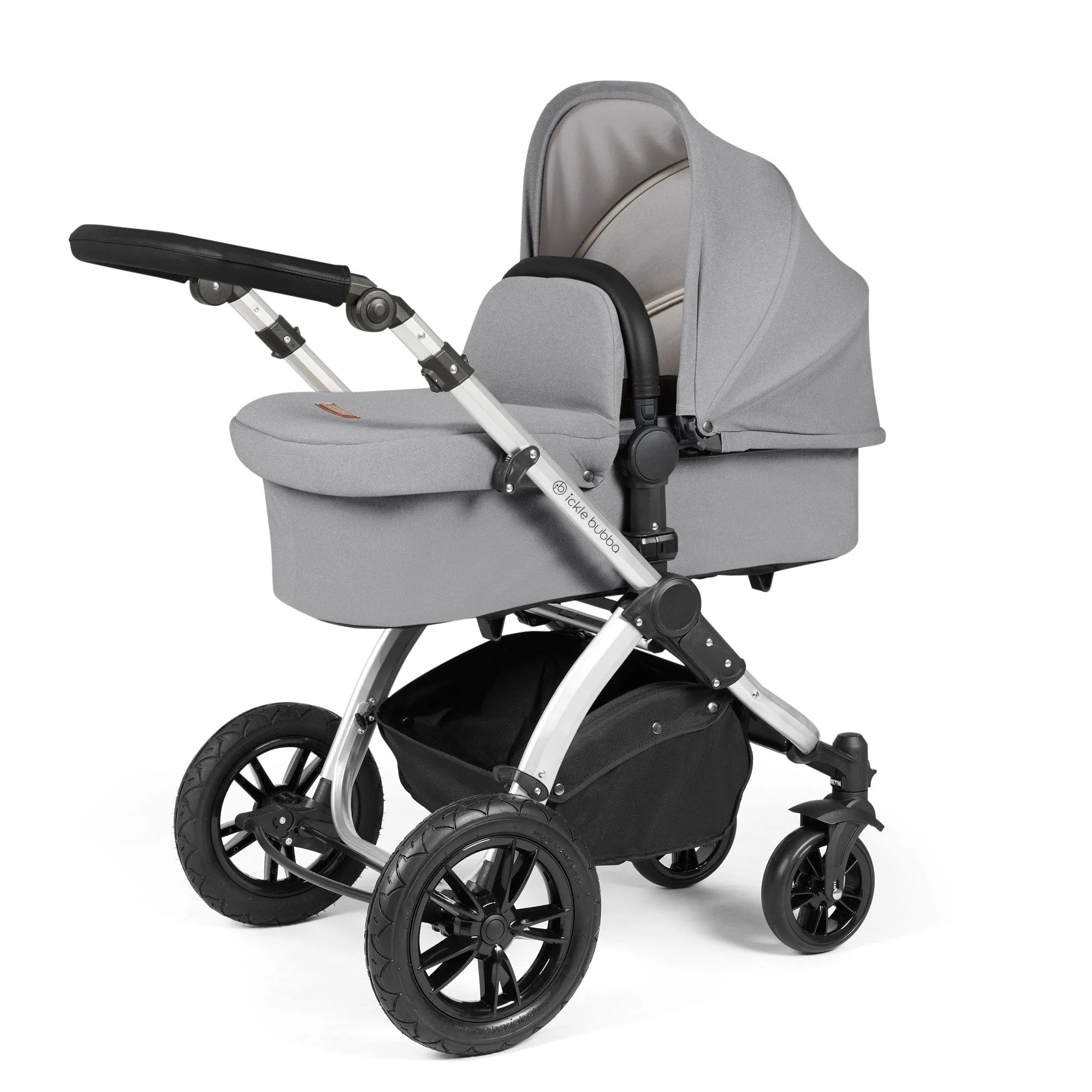 Ickle Bubba Stomp Luxe 2 in 1 Pushchair - Silver / Pearl Grey / Black