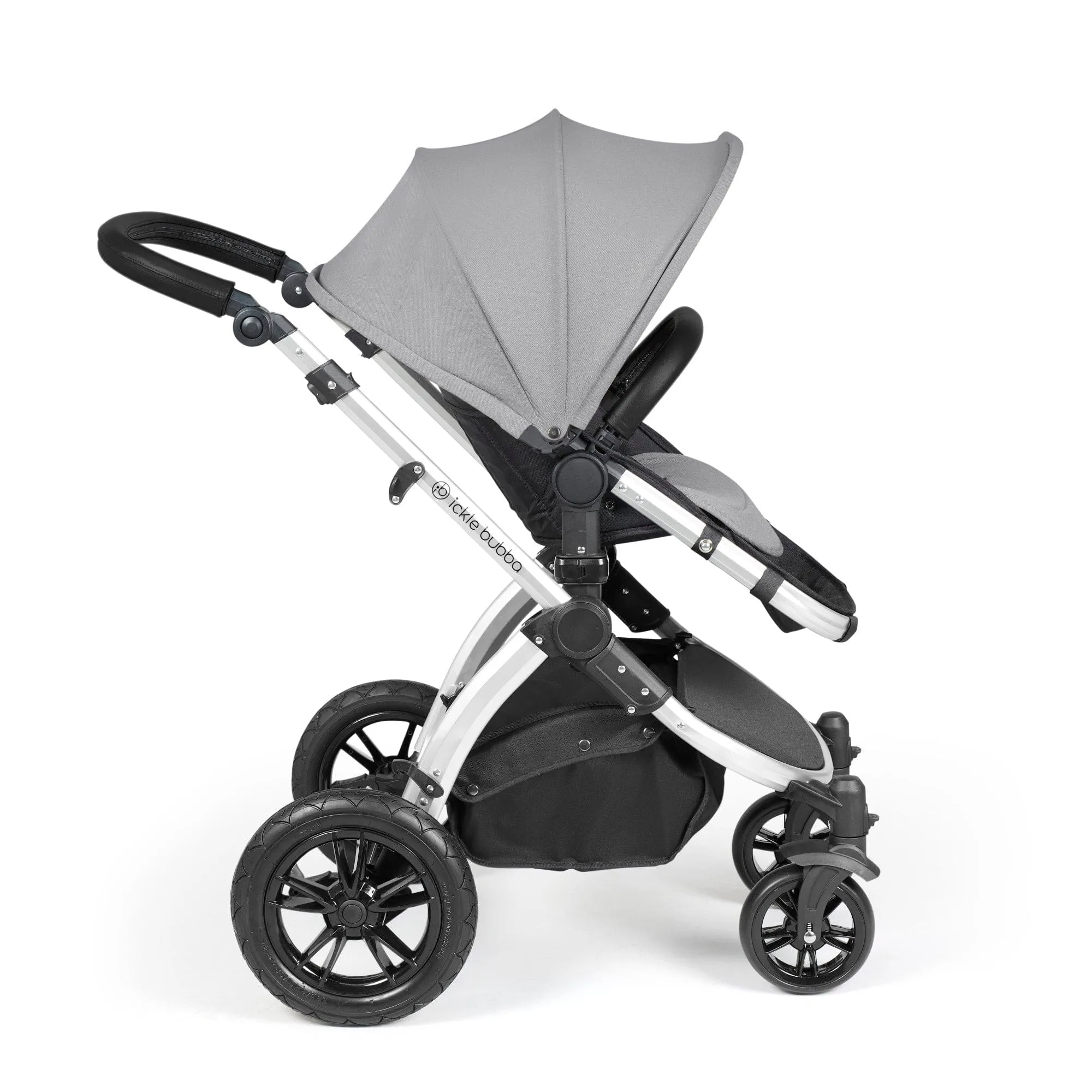 Ickle Bubba Stomp Luxe 2 in 1 Pushchair - Silver / Pearl Grey / Black