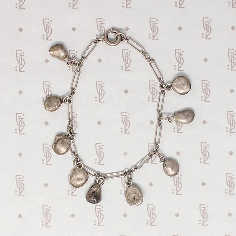 Interesting Silver Nugget Dangle Bracelet