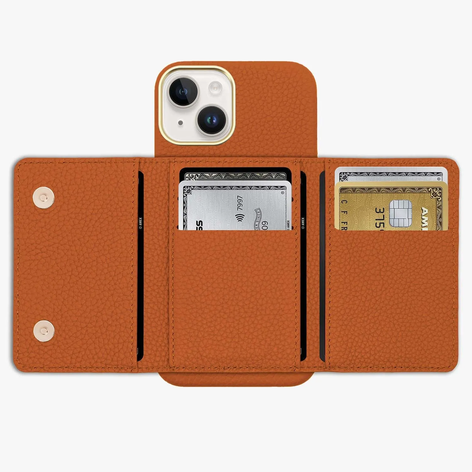 iPhone 15 Leather Case with MagSafe Trifold Wallet Set