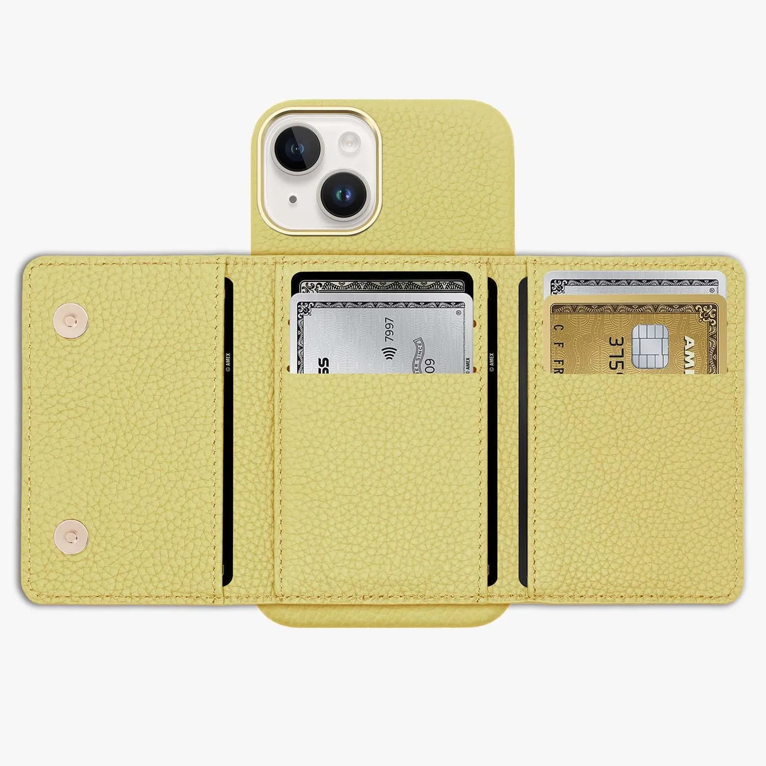 iPhone 15 Leather Case with MagSafe Trifold Wallet Set