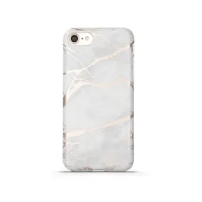 iPhone Case - White & Rose Gold Metallic Marble