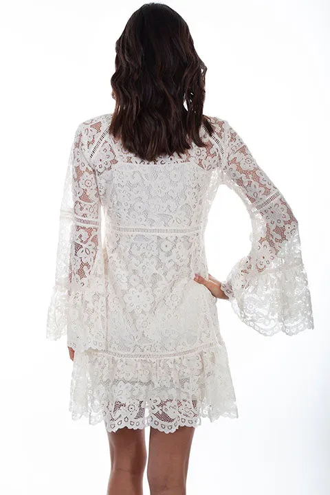 Ivory Lace Dress with Flare Sleeves for Country Girls at Bourbon Cowgirl