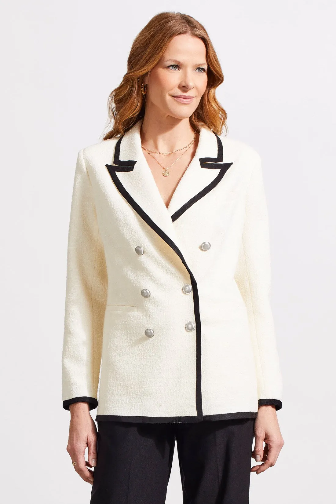 LINED BLAZER WITH CONTRAST TIPPING-Moonstone