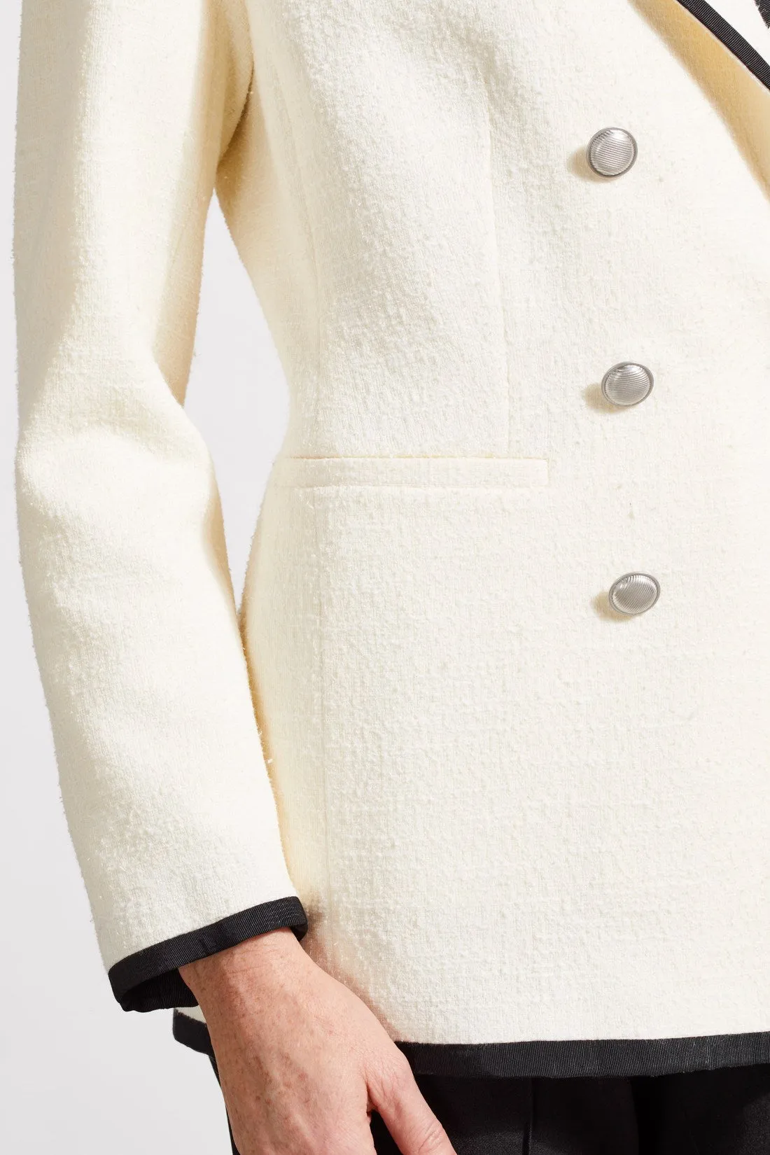 LINED BLAZER WITH CONTRAST TIPPING-Moonstone