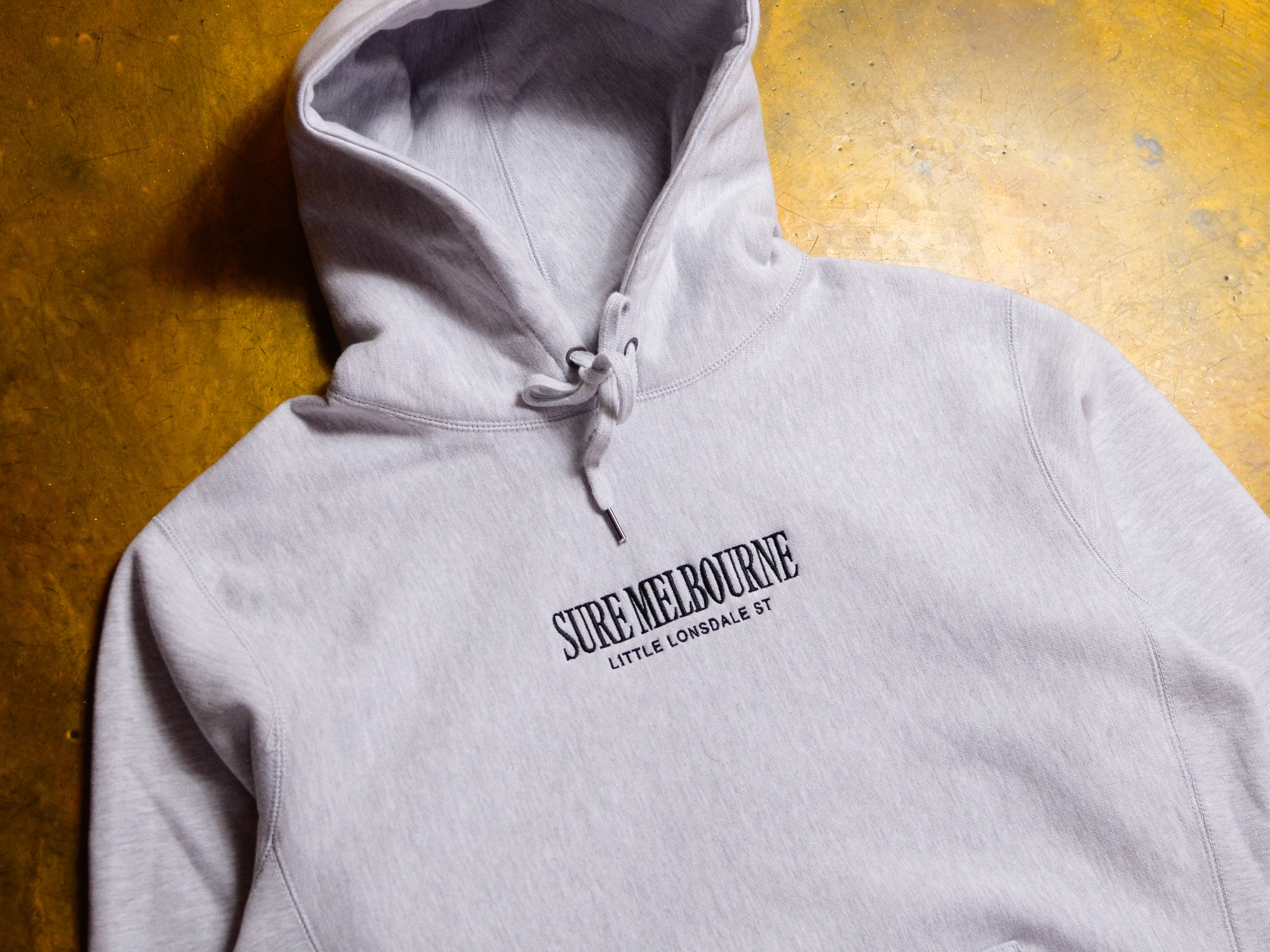 Little Lonsdale St. Embroidered Super Heavyweight Reverse Weave Hooded Fleece - Heather Grey