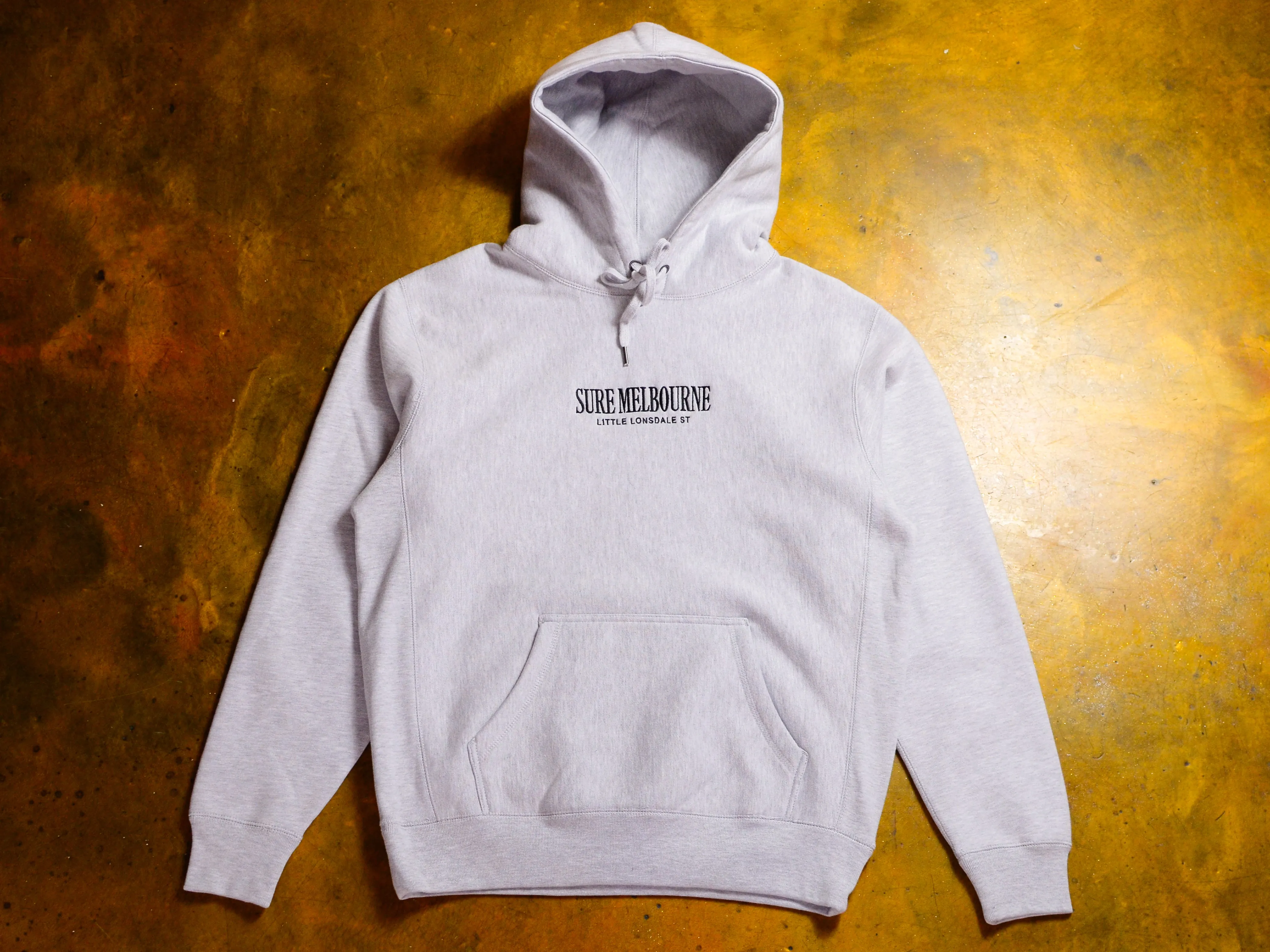 Little Lonsdale St. Embroidered Super Heavyweight Reverse Weave Hooded Fleece - Heather Grey