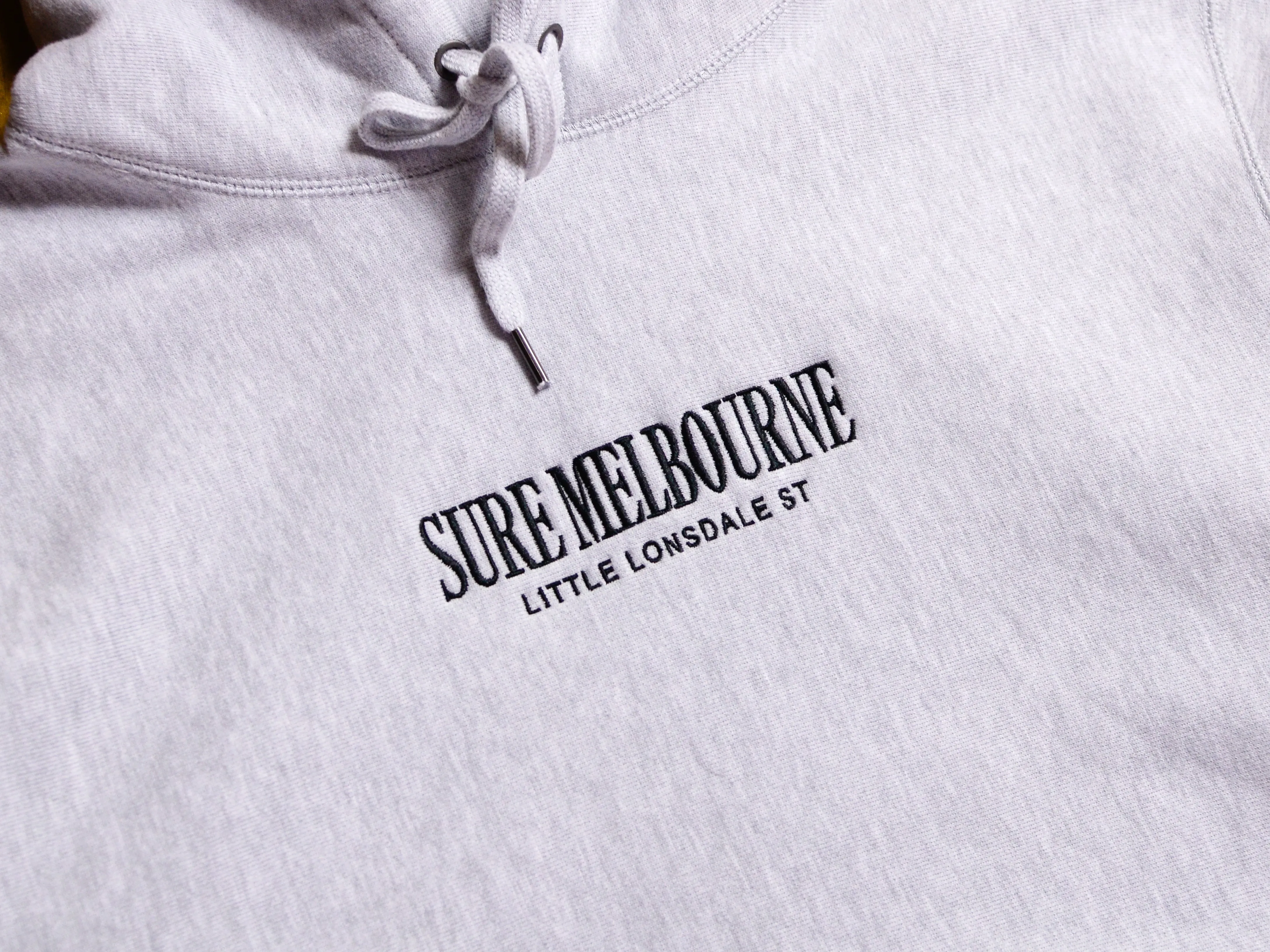 Little Lonsdale St. Embroidered Super Heavyweight Reverse Weave Hooded Fleece - Heather Grey