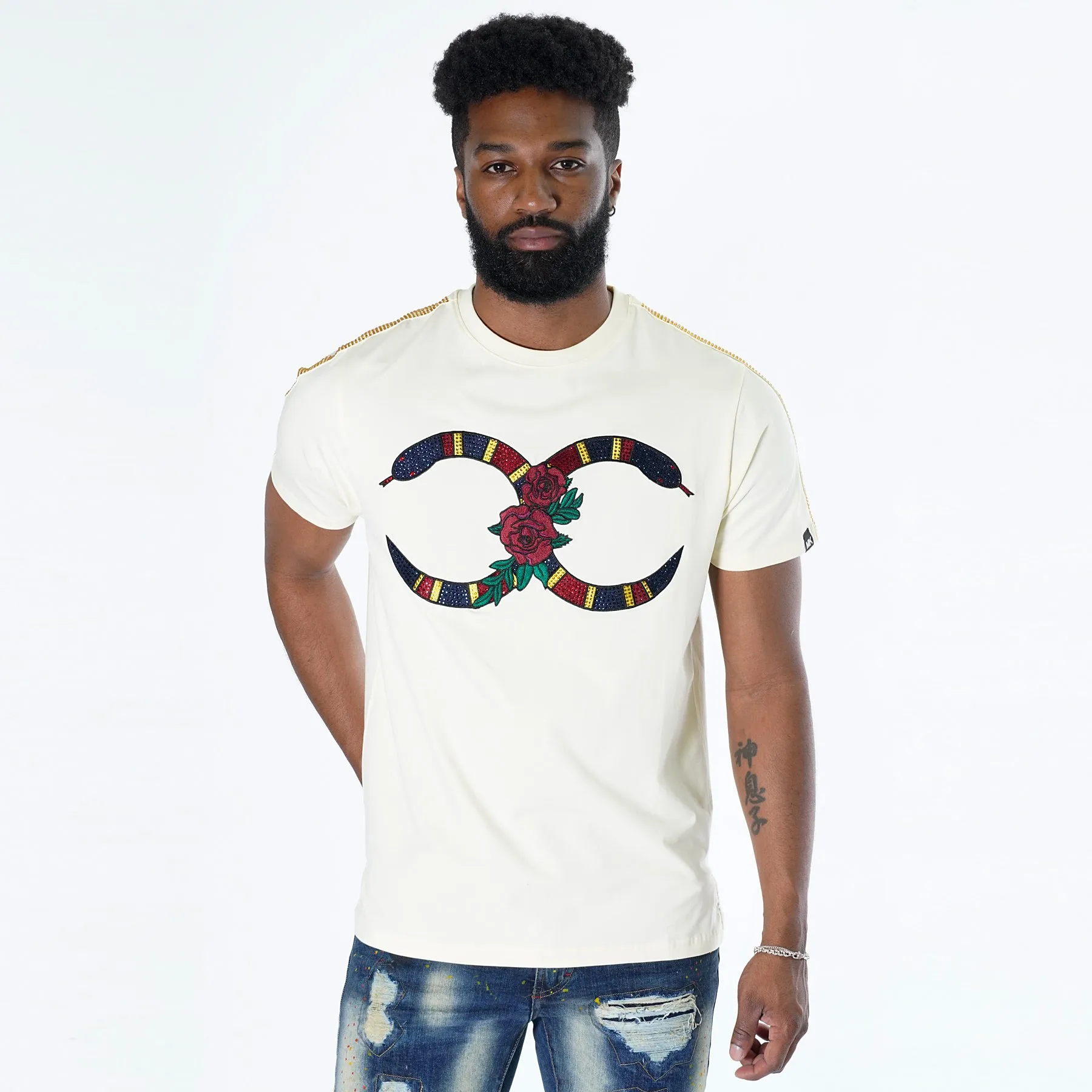 M180 Makobi Rose Snake Tee - Natural