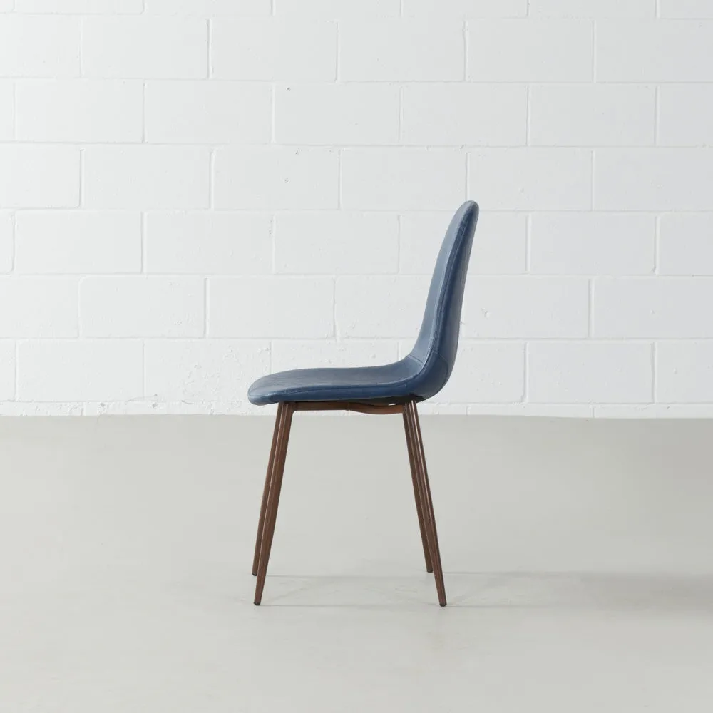 MILAN - Blue Leather Dining Chair