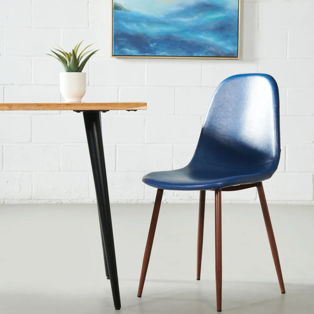 MILAN - Blue Leather Dining Chair