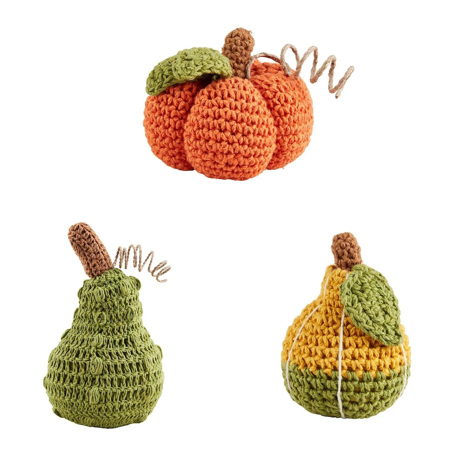 Mini Crochet Double Leaf Pumpkin