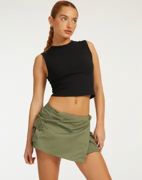 MOTEL X BARBARA Zephyr Mini Cargo Skirt in Cotton Drill Olive