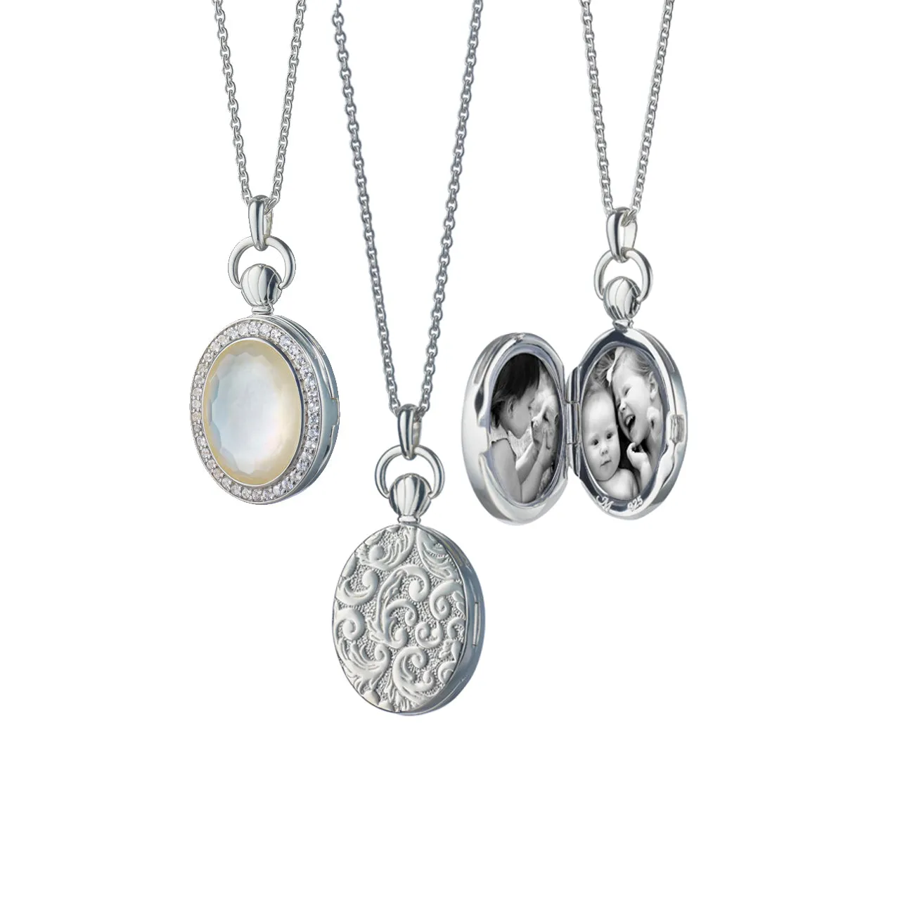 Mother of Pearl Petite Stone Locket Necklace