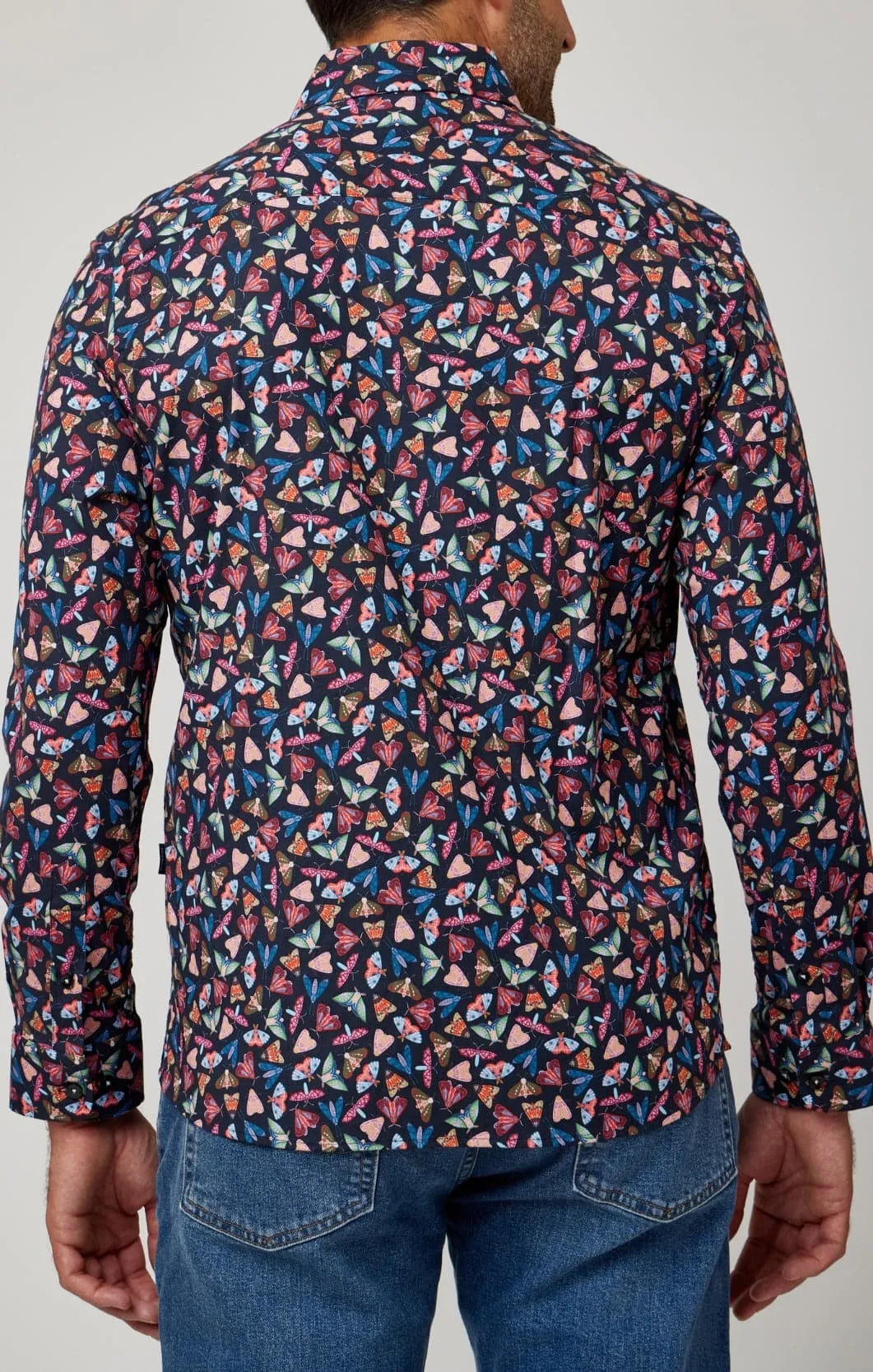 Navy Fancy Moth Print Shirt