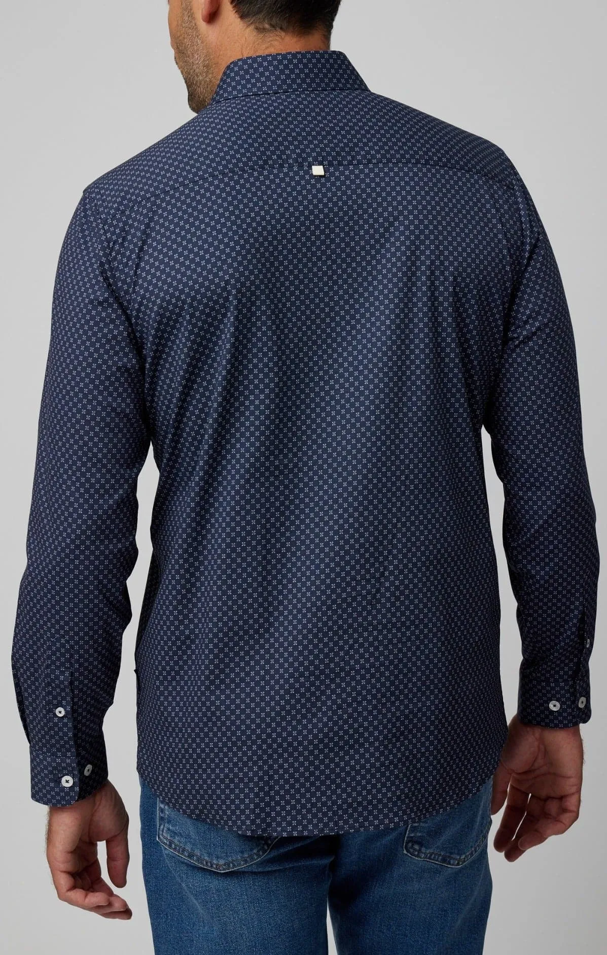 Navy Ornament Long Sleeve Shirt