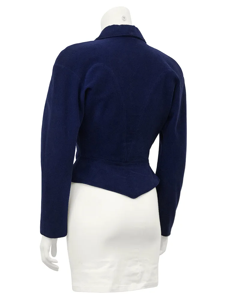 Navy Velvet Jacket with Peplum