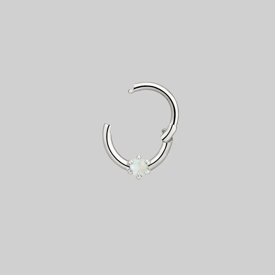 NEBULA. Opal Silver Clicker Ring - Septum