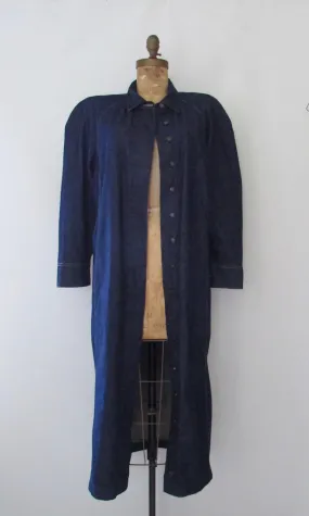 NORMA KAMALI Vintage 80s Denim Duster Coat, Medium Large