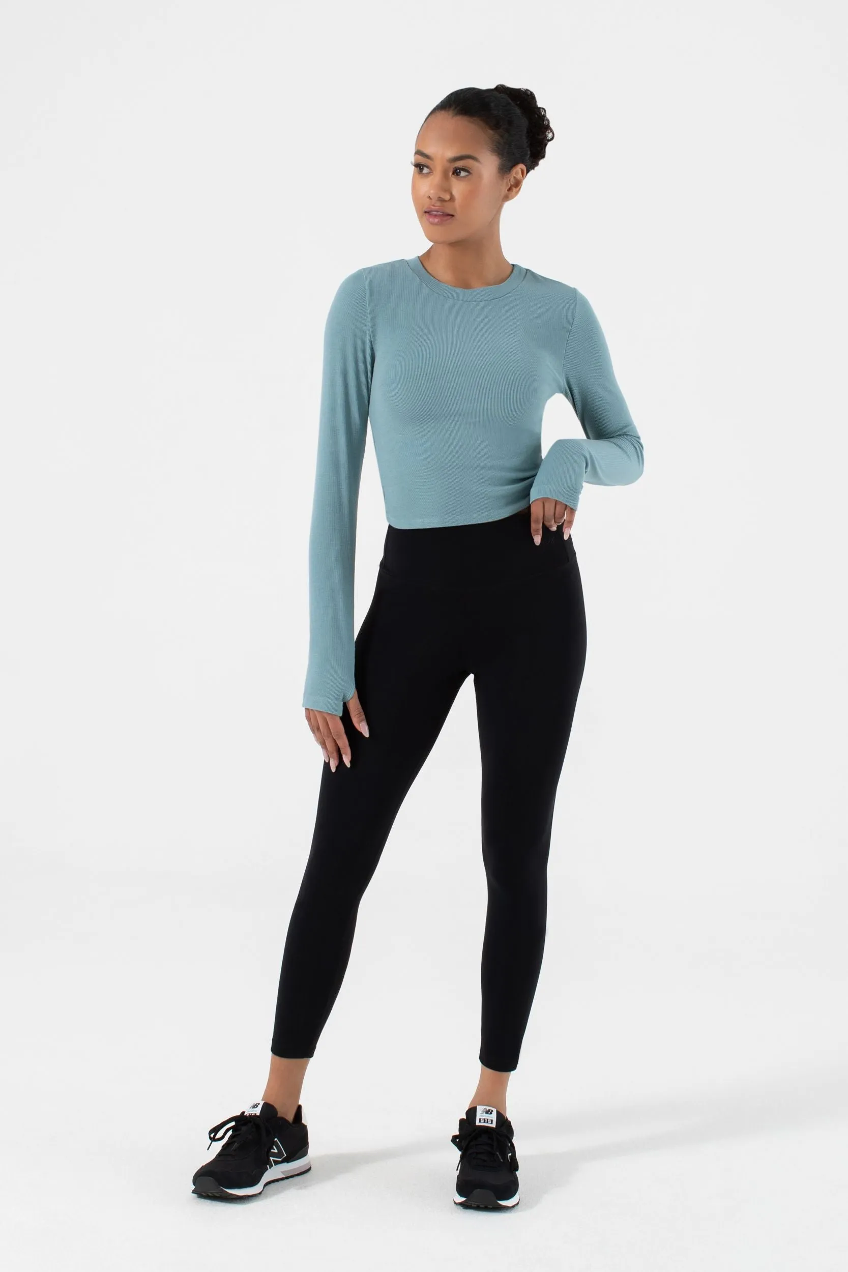 NUX Active Women's Acacia Twist Back Long Sleeve Shirt - Dark Turquoise Blue