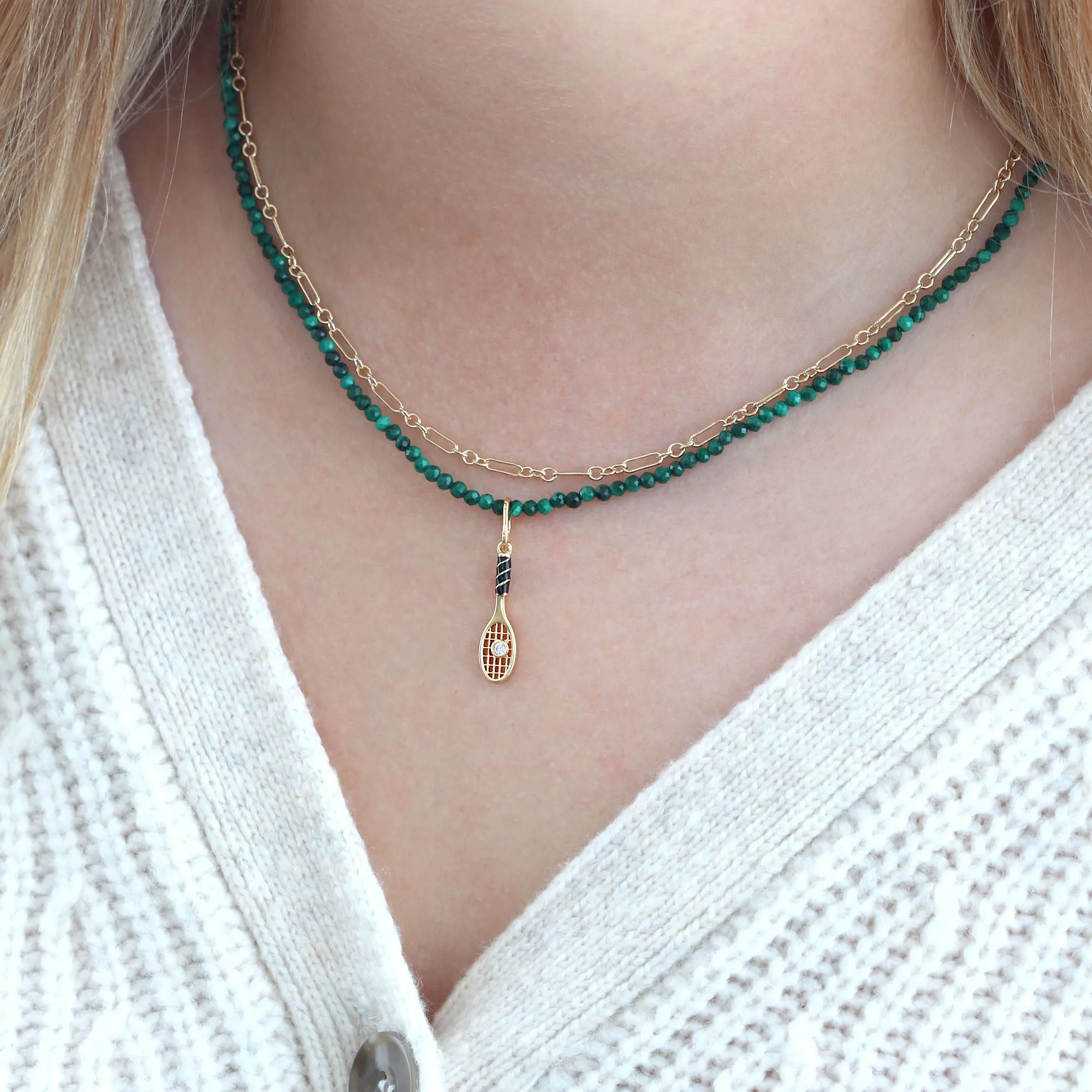 Petite Malachite Gemstone Beaded Necklace