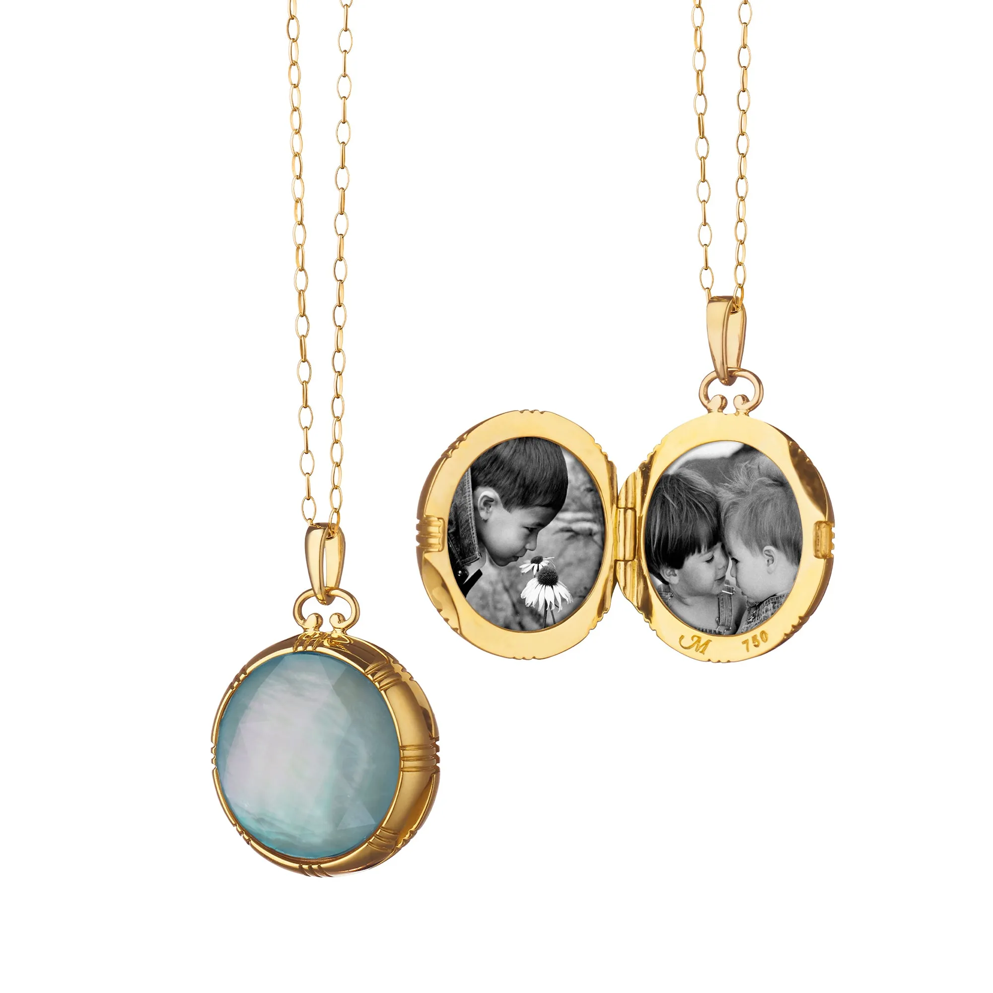 Petite Mother of Pearl Gold Locket Necklace