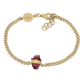 ROUGH GEM CHAIN BRACELET - GARNET - GOLD