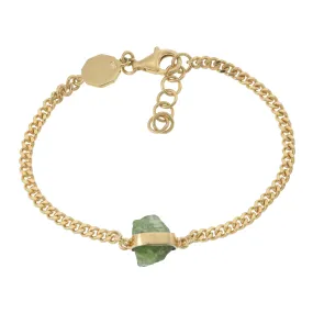 ROUGH GEM CHAIN BRACELET - PERIDOT - GOLD