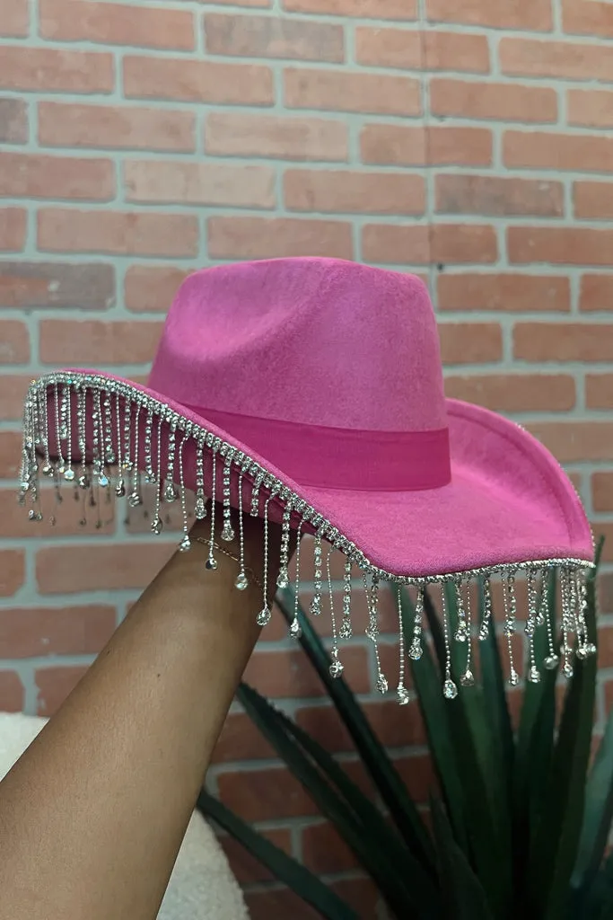 Shania Rhinestone Cowgirl Hat- Pink