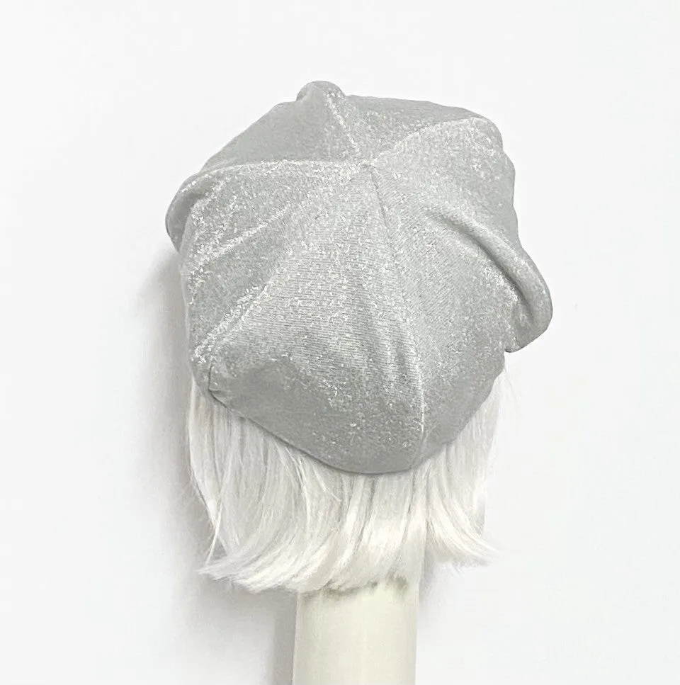 Silver Metallic Beret Hat