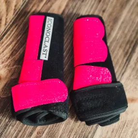 Small Black Iconoclast Fronts w/ Hot Pink Glitter Straps